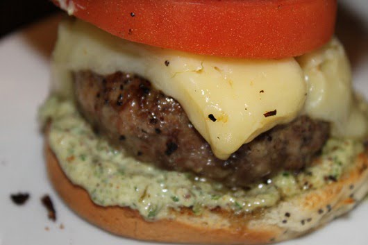 Beef-and-Lamb Burgers with Cheddar and Caper Remoulade Close Up