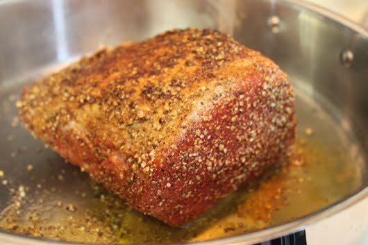 Coriander, paprika, salt and pepper rubbed beef