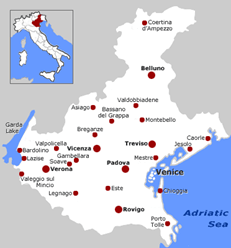 Veneto Wine Region Map of Italy