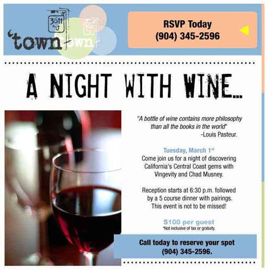 Vingevity Wine Dinner at 'town - Jacksonville