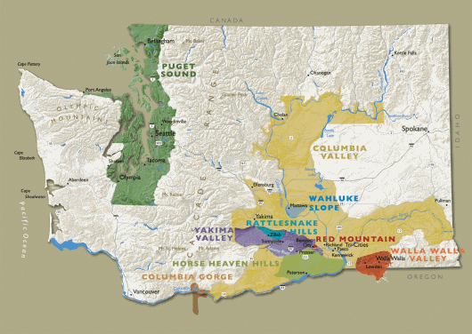 Washingtone State Wine Map