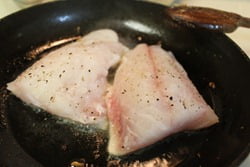 Grouper in the pan.