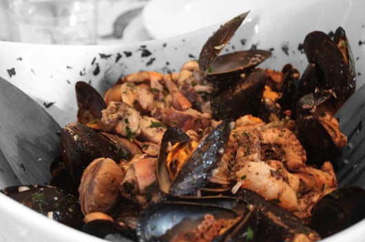 Seafood salad, made-up of mussels, clams, octopus, calamari and shrimp.