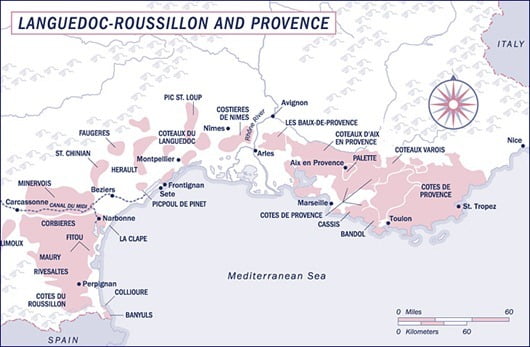 Languedoc Wine Map France