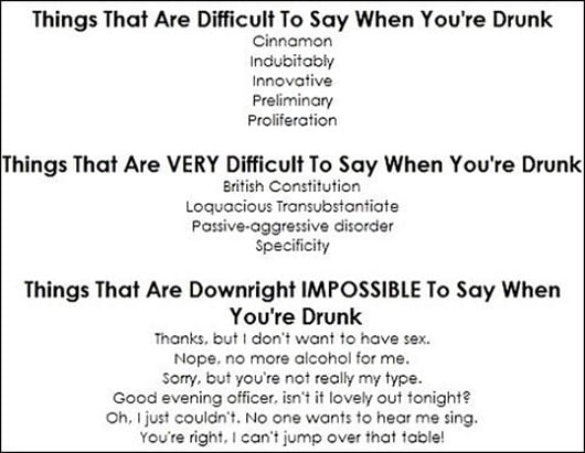 Things That Are Difficult to Say When You’re Drunk